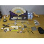 Collectables to include badges, a swan self filler fountain pen, a Cunard steamer dinner knife, a