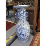A large 20th century blue and white Chinese Baluster shaped vase in the Kangxi style, 93cm high