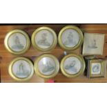 A small collection of 19th century framed engravings, comprising a set of six coloured engravings by