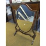 A 1920's mahogany shield back dressing mirror 79 x 54cm