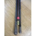 Three walking canes A/F to include an Eastern white metal topped cane