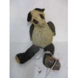 An early/mid 20th century panda bear with mobile limbs A/F