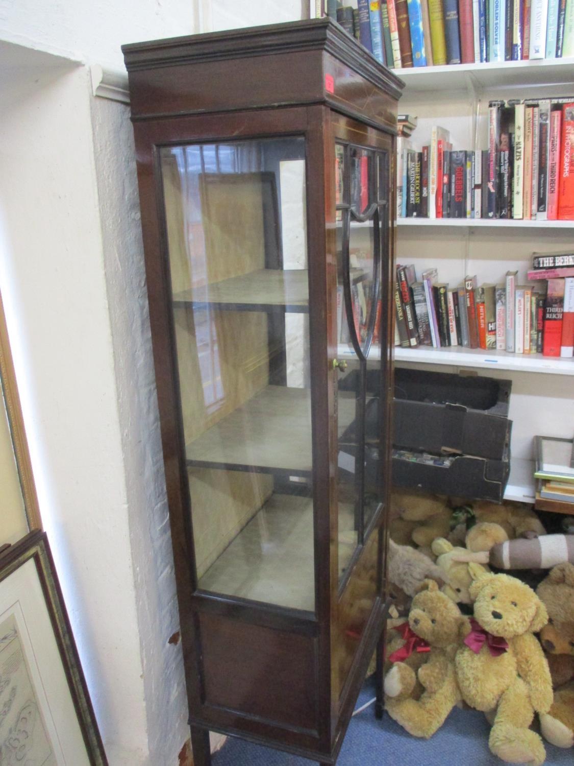 An early 20th century mahogany glazed display cabinet with internal shelves, 168 x 65cm - Image 3 of 3
