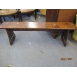 A Victorian pitch pine gothic bench 48 x 152 x 26cm