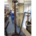 A mahogany bed post converted into a revolving coat and hat stand A/F
