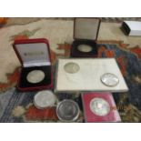 Three silver 1780 Maria Theresa 1 thaler modern re-strike coins together with a silver 2010