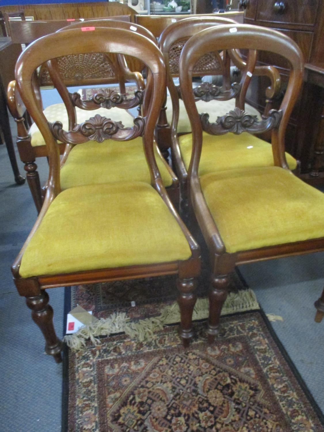 Four mahogany kidney backed dining chairs with drop in seats together with a pair of reproduction - Image 2 of 3