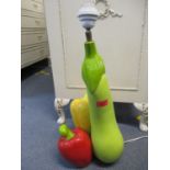 A Retro kitsch pottery table lamp in the form of three vegetables