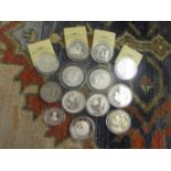 Commemorative silver coins to include Britannia 1998 £2 (two pound) coin, 1999-2000 Silver and