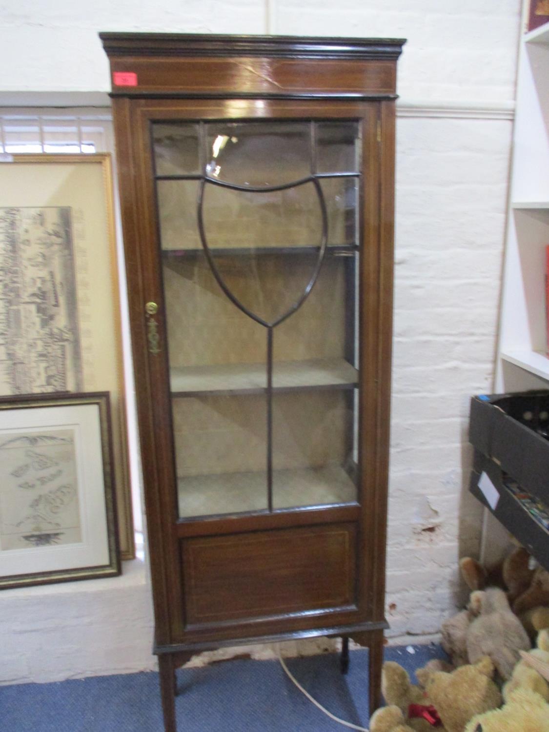 An early 20th century mahogany glazed display cabinet with internal shelves, 168 x 65cm