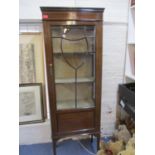 An early 20th century mahogany glazed display cabinet with internal shelves, 168 x 65cm