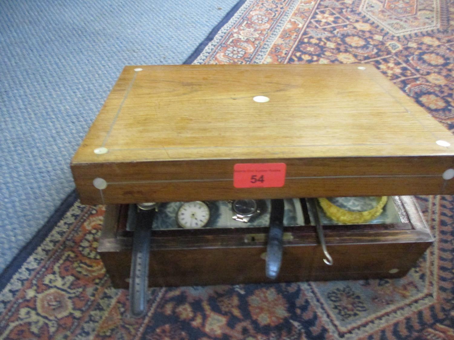 A rosewood jewellery box and contents to include watches and costume jewellery and other items - Image 7 of 7