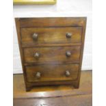 A George III sales chest having three mahogany drawers 30x24x15cm