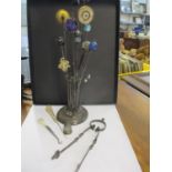 A silver stick pin holder and twelve stick/hat pins to include silver and enamelled examples