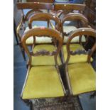 Four mahogany kidney backed dining chairs with drop in seats together with a pair of reproduction