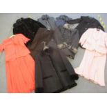 A selection of ladies outdoor and formal clothing to include a Frank Usher pale pink three piece set