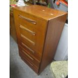 A mid 20th century retro G-plan Fresco teak tallboy chest of six drawers 104 h x 55.5cm w