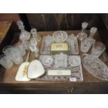 A small quantity of miscellaneous cut glassware to include dressing table items, tumblers and