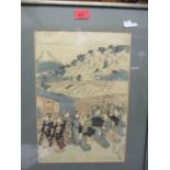 A Japanese woodblock print, Meiji period, signed lower right hand corner 37 x 26cm