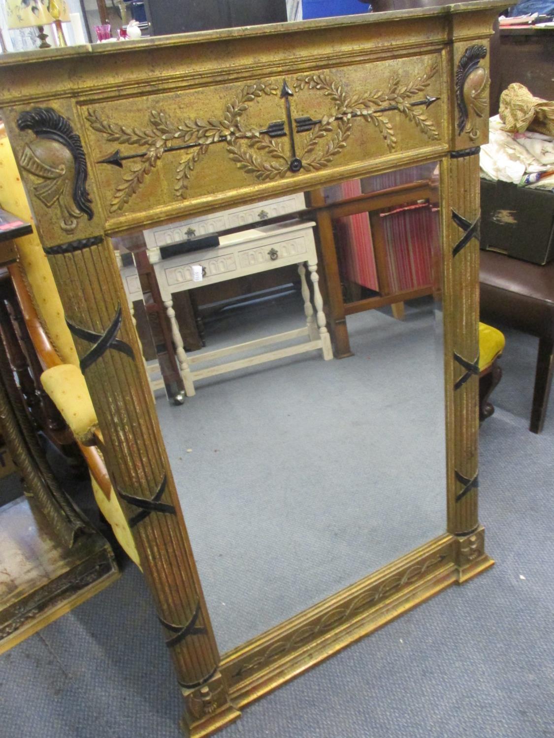 A gilt and black painted console table and matching Empire style mirror above a black marble - Image 3 of 3