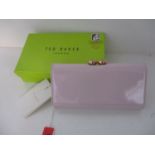 Ted Baker - a crystal bobble matinee patent purse in pale pink with tags and original box