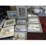 A selection of framed and glazed watercolours to include one signed Sandy depicting flowers (10)