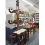 A Victorian mahogany tree form hall stand with marble top with two tin drip trays below 243 h x