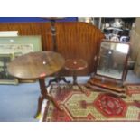 Small furniture to include a reproduction mahogany torchere, a reproduction mahogany low wine table,