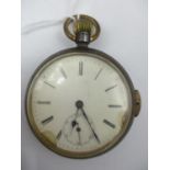 An early 20th century gun metal cased quarter repeater open faced, keyless wind pocket watch, having