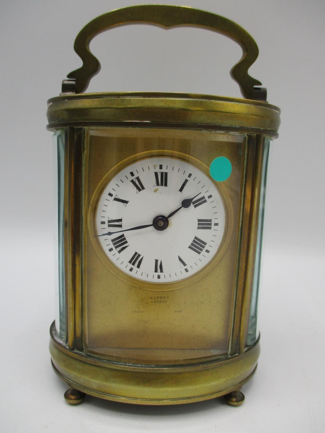 A late 19th/early 20th century French gilt metal carriage clock with leather fitted travel case. The - Image 2 of 8