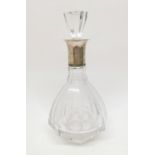 An early 20th century Danish silver collar glass decanter, the silver stamped with assayer Christian