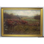 Stanley Berkeley (1855?1909) British depicting a pastoral farming scene with farmers ploughing their