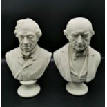 Two late 19th century parian ware busts of British Prime Ministers, to include Benjamin Disraeli, 25