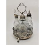 A George III silver cruet set holder by Thomas Daniell, London 1775, with pierced border designed