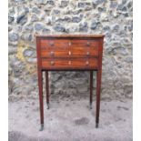 A Georgian string inlay mahogany bedside cabinet, with drop leaf to the back, one side with pull out