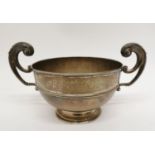 A late Victorian silver twin handled pedestal bowl by Hawksworth, Eyre & Co Ltd, London 1897, with c