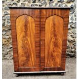 A Victorian flame mahogany collector's cabinet, with moulded egg and dart border, the front with