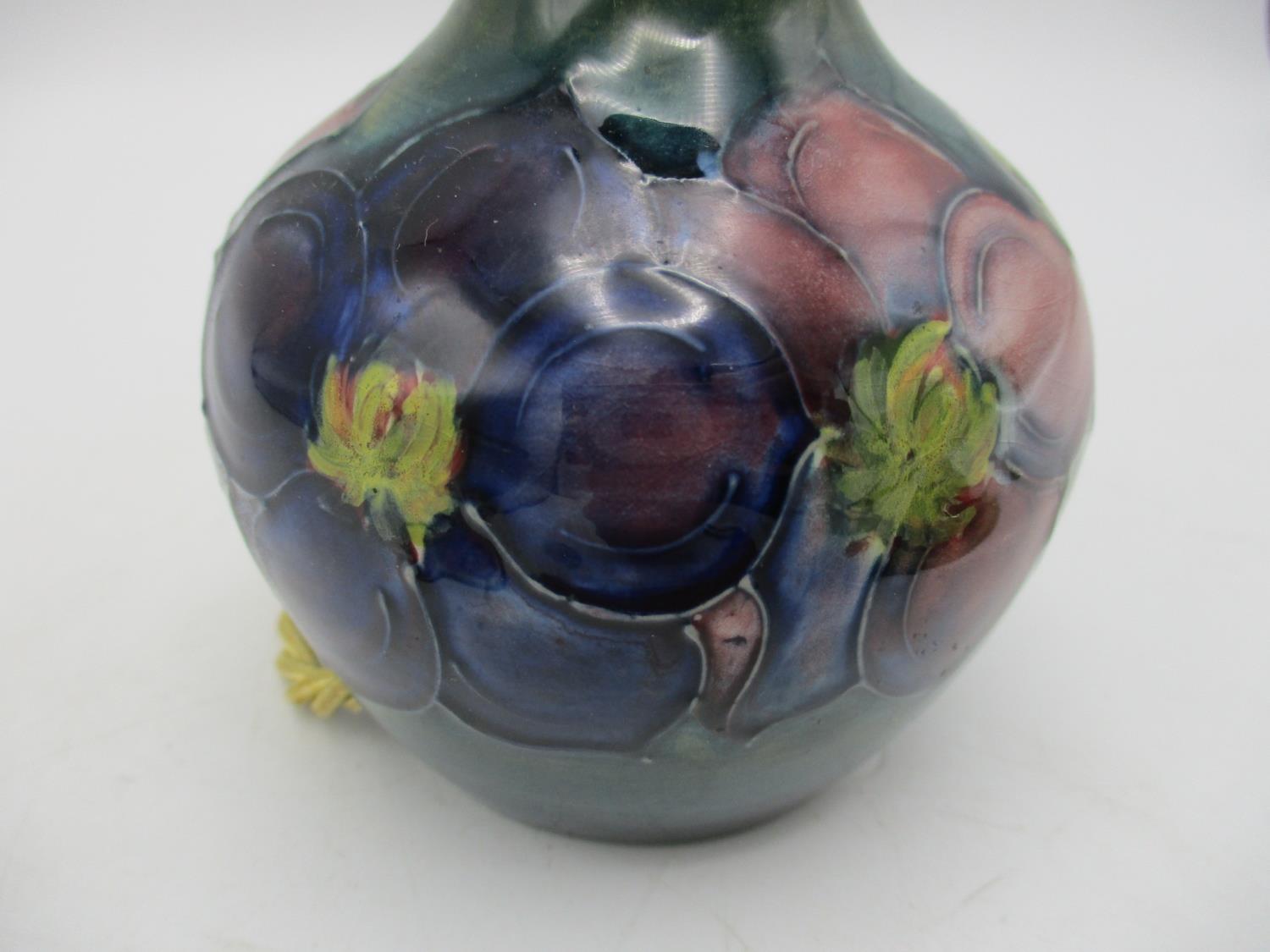 A pair of Moorcroft dwarf candlesticks, in the Hibiscus pattern on green ground, impressed backstamp - Image 2 of 5