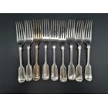 A set of nine George V silver dessert forks by James Deakin & Sons, Sheffield 1917 and 1918, all