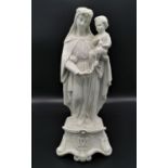 A late 19th century French parian ware model of the Madonna and child by Mauger et Fils, circa 1880,