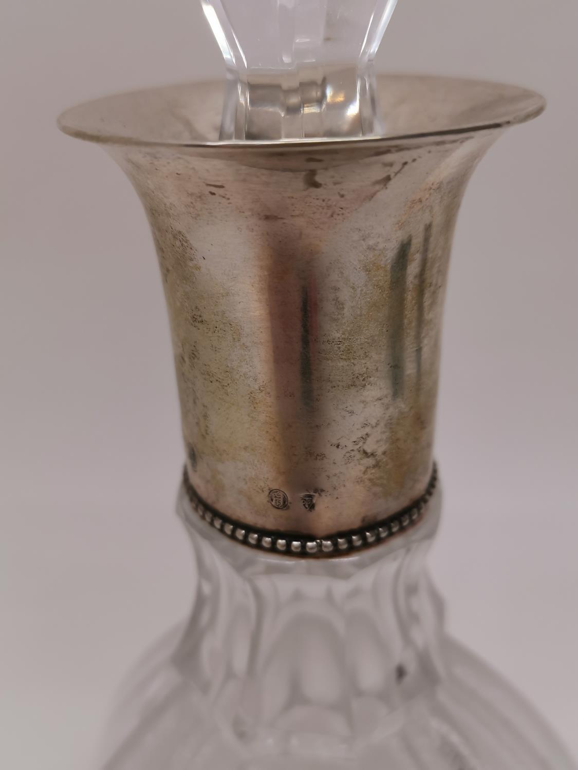 An early 20th century Danish silver collar glass decanter, the silver stamped with assayer Christian - Image 3 of 5