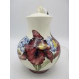 A Moorcroft "Frilled Orchid" pattern baluster table lamp base with cream ground, the ceramic part 21