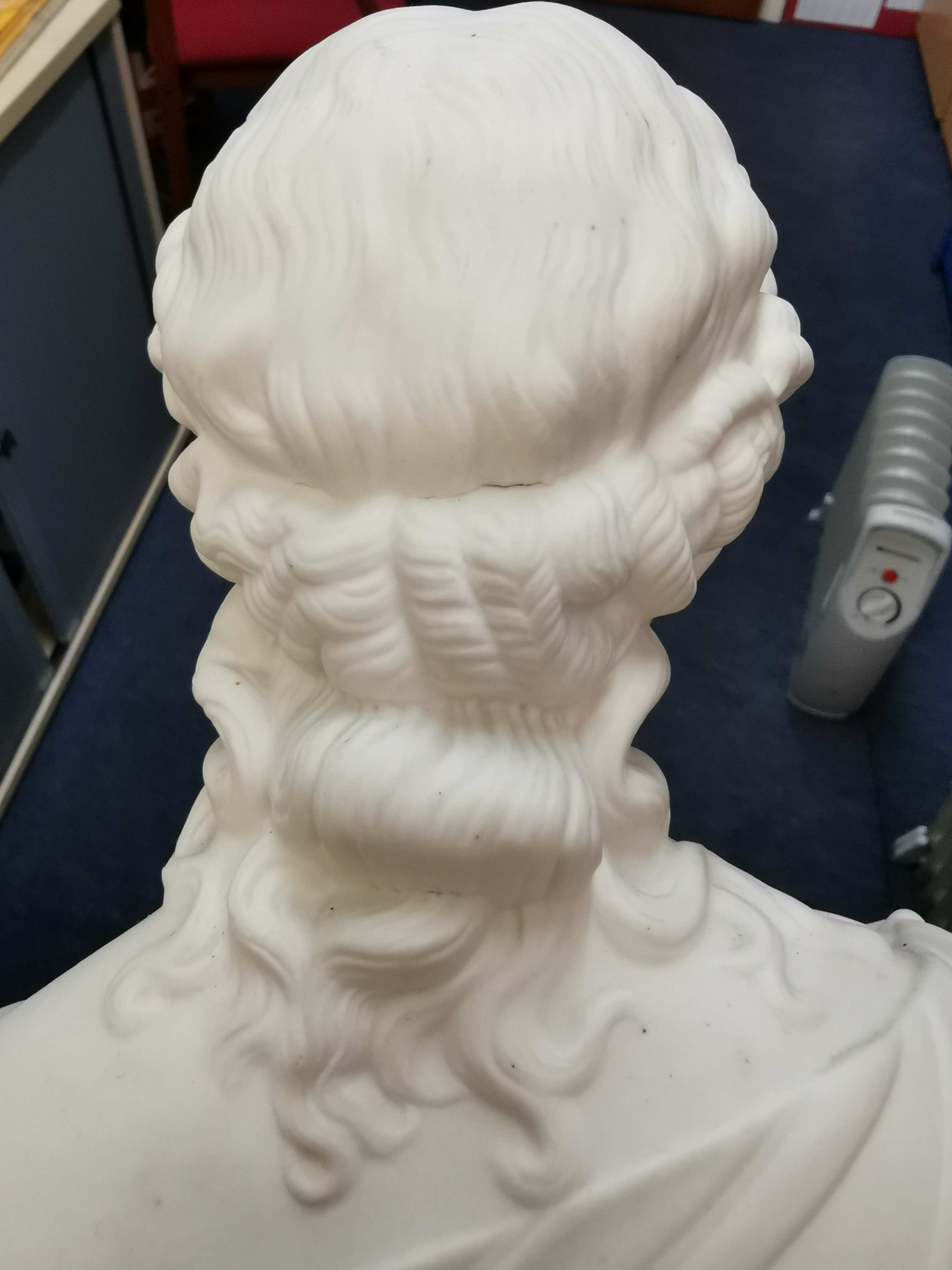 A turn of the century parian ware Neoclassical bust of Clytie, probably by Copeland, on a short - Image 5 of 5