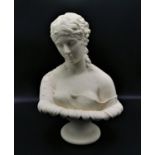 A turn of the century parian ware Neoclassical bust of Clytie, probably by Copeland, on a short