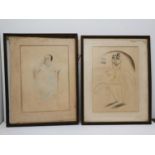 Emilio Coia (1911 - 1997) Scottish Two caricatural portrait drawings from the 30s or 40s, pastel