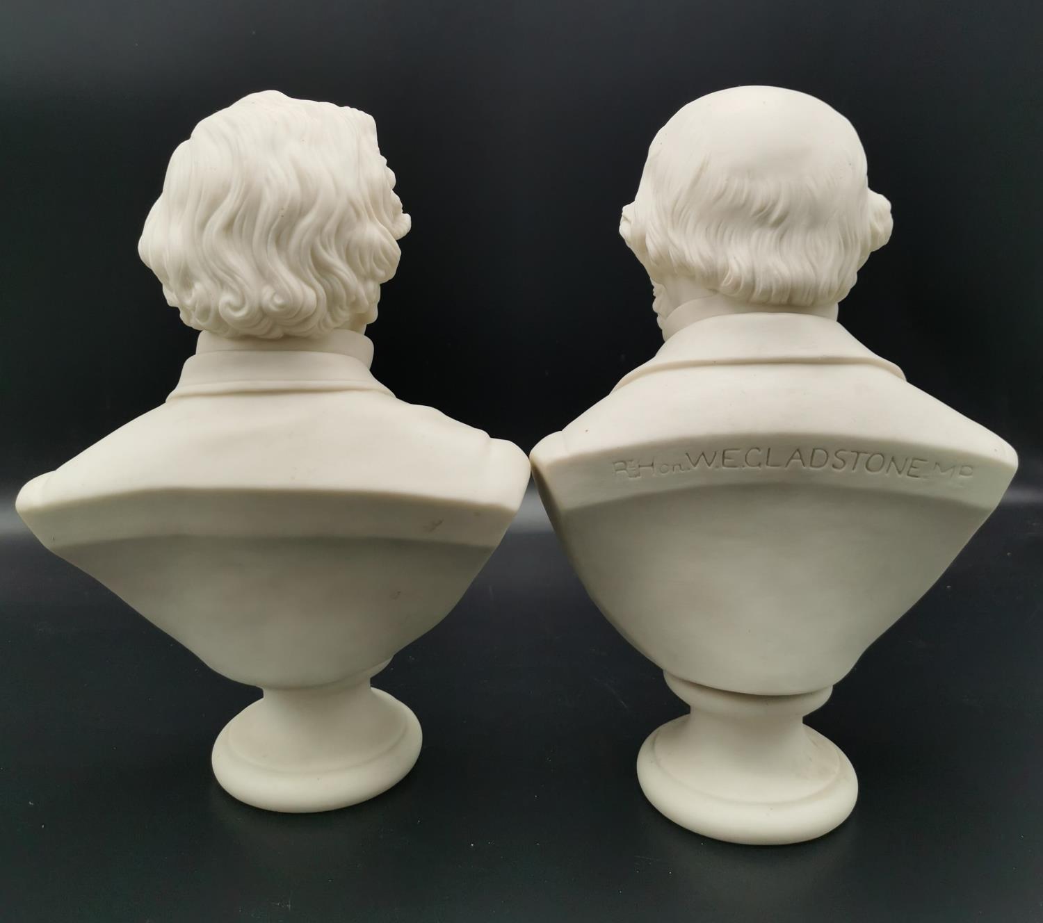 Two late 19th century parian ware busts of British Prime Ministers, to include Benjamin Disraeli, 25 - Image 2 of 7