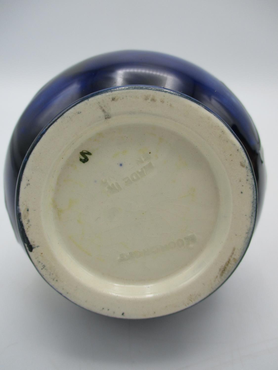 A Moorcroft squat baluster vase in the Hibiscus pattern, on deep blue ground, with impressed mark to - Image 3 of 6