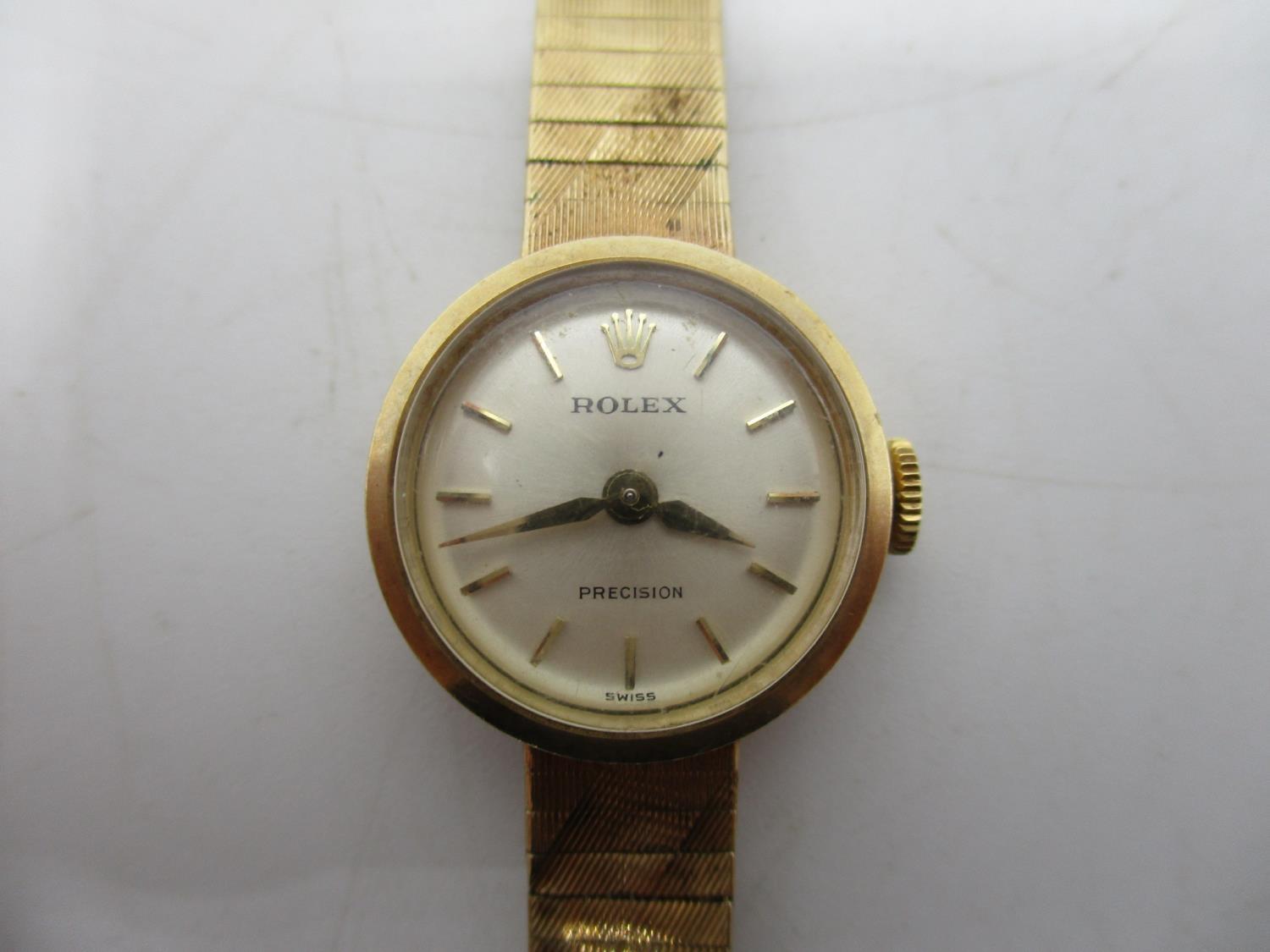 A Rolex Precision 9ct gold ladies manual wind wristwatch circa 1960s. The case back hallmarked 375