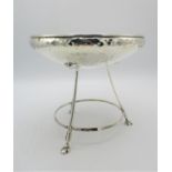 An Edward VII Arts & Crafts style silver bowl on stand, Birmingham 1906, the circular bowl with