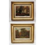 Frederick Golden Short (1863-1936) British a pair of paintings depicting autumnal woodland scenes,